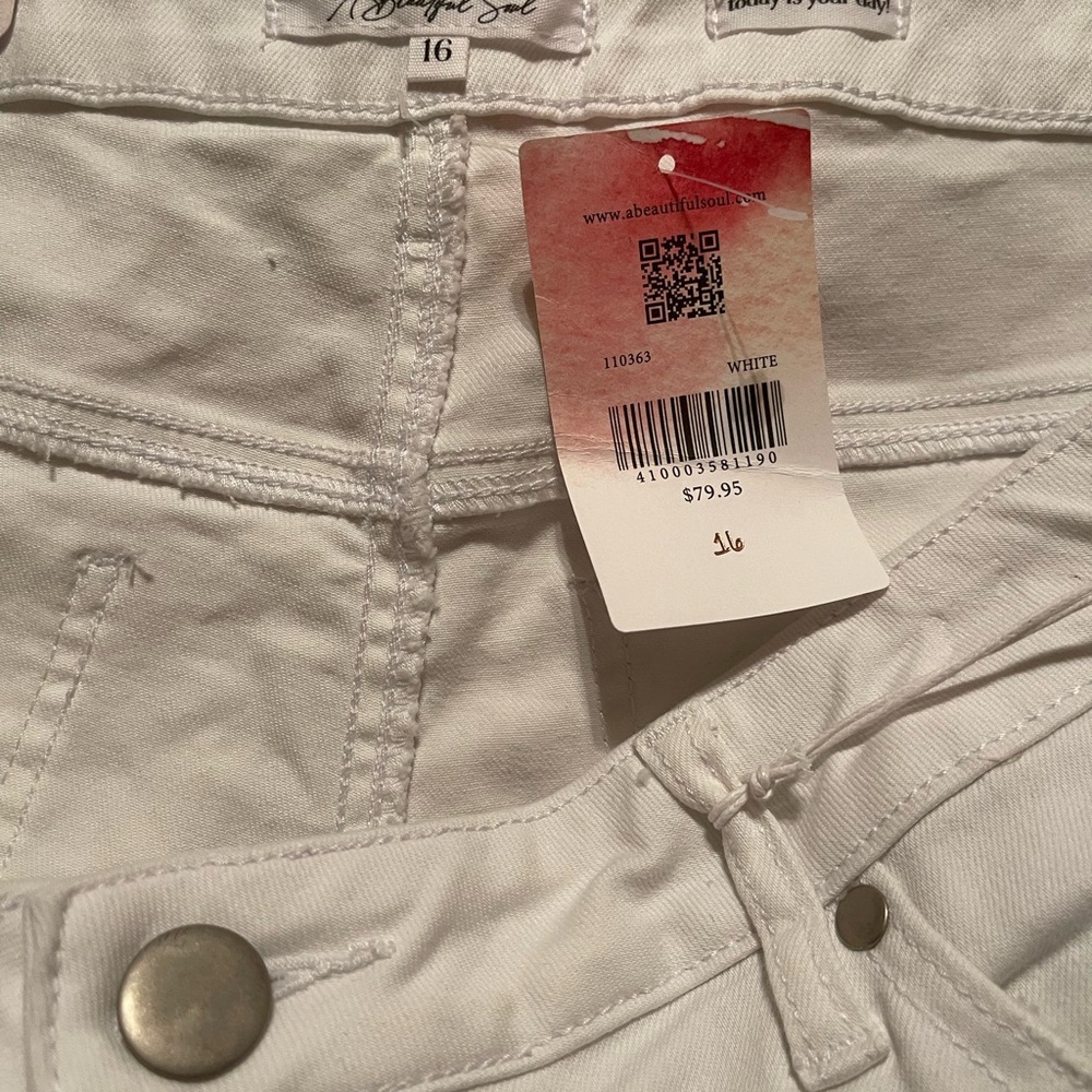 A Beautiful Soul NWT White Distressed Skinny Jean Size 16 - Picture 3 of 8